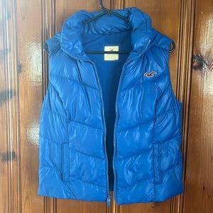 Blue Hollister Puffer Vest with Hood